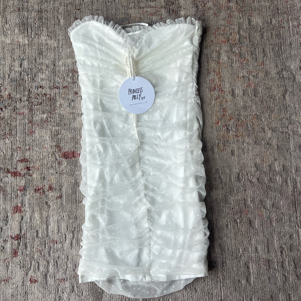 Princess Polly White Ruffled Strapless Dress